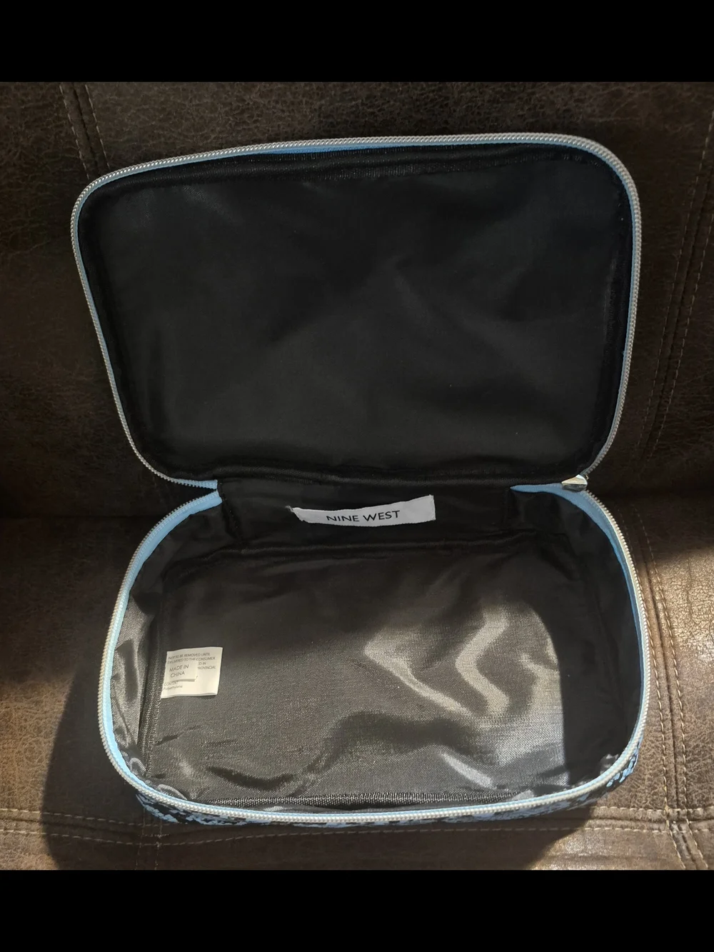 Nine West Clear & Blue Snake Print Cosmetic Bag Set